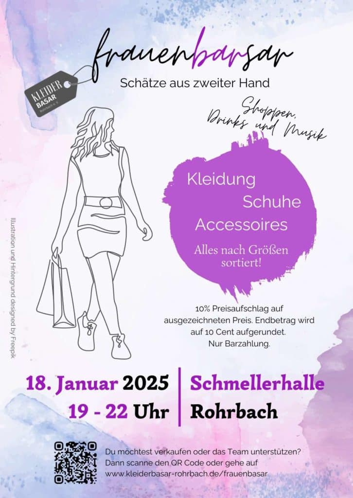 Plakat für den Frauenbasar in Rohrbach "frauenBARsar" am 18. Januar 2025